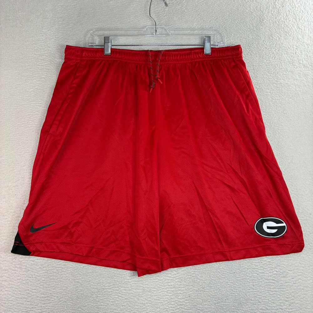 Y2K Nike Georgia Bulldogs Basketball Shorts Men 2XL Red Baggy Drawstring Dri Fit